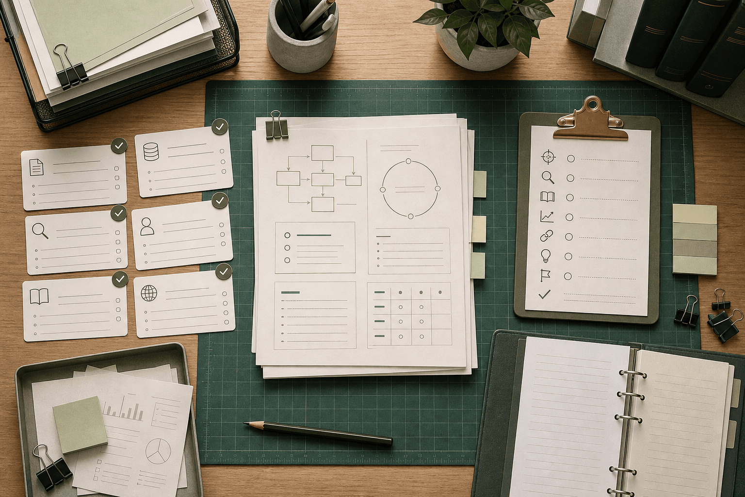 Methoden-Workspace mit Forschungsfrage, Quellenkarten, Betreuungsnotizen und Abgabecheck